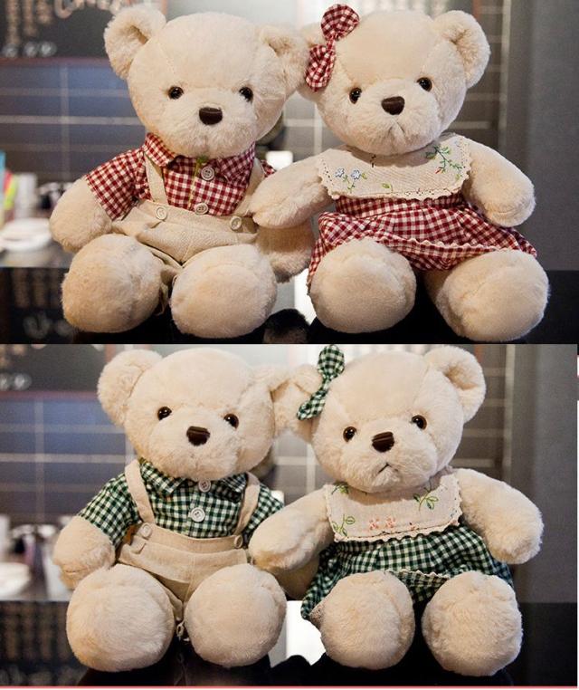 ぬいぐるみ チェックお洋服のくま