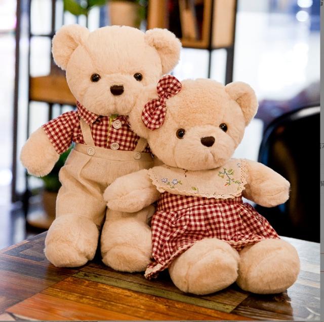 ぬいぐるみ チェックお洋服のくま