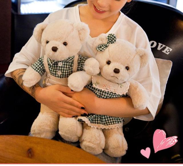 ぬいぐるみ チェックお洋服のくま