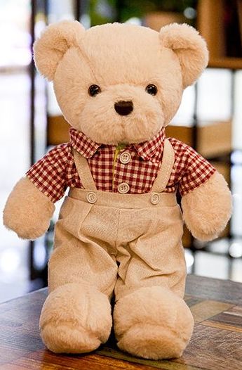 ぬいぐるみ チェックお洋服のくま