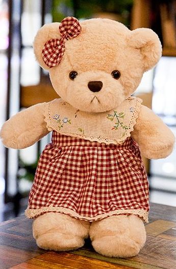 ぬいぐるみ チェックお洋服のくま