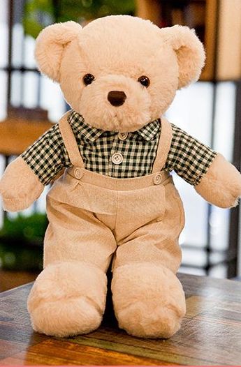 ぬいぐるみ チェックお洋服のくま