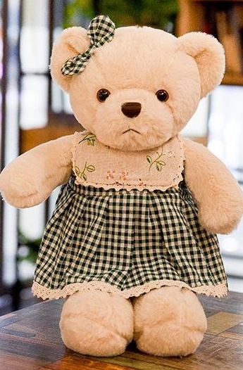 ぬいぐるみ チェックお洋服のくま