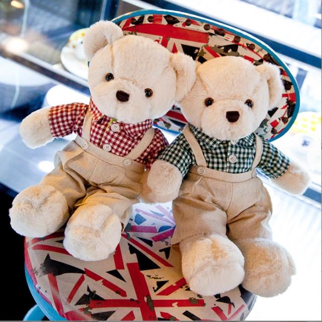 ぬいぐるみ チェックお洋服のくま
