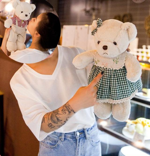 ぬいぐるみ チェックお洋服のくま