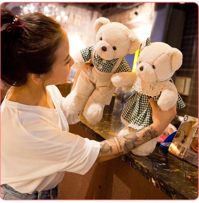 ぬいぐるみ チェックお洋服のくま