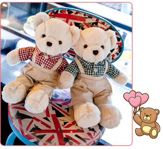 ぬいぐるみ チェックお洋服のくま