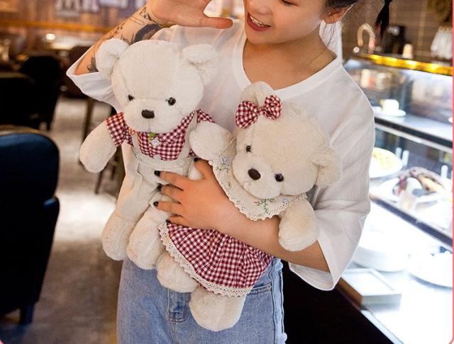 ぬいぐるみ チェックお洋服のくま