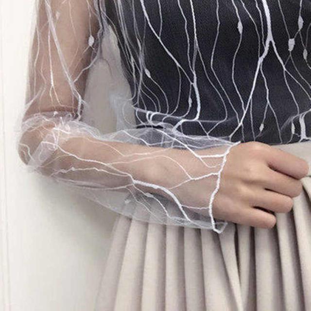 ストライプ シースルー トップス