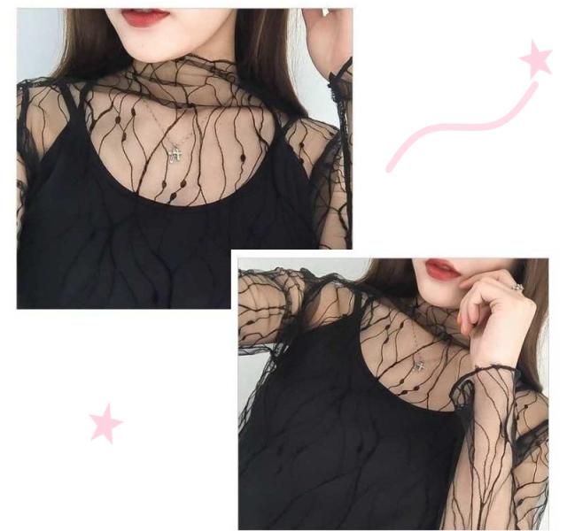 ストライプ シースルー トップス