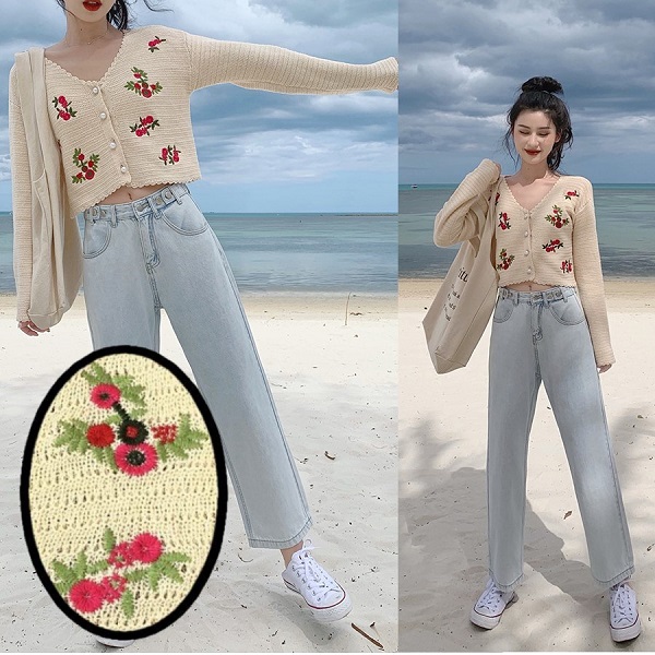 ショート丈長袖カーディガン