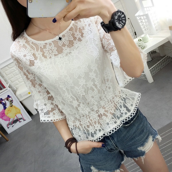 レース フリルブラウス<
