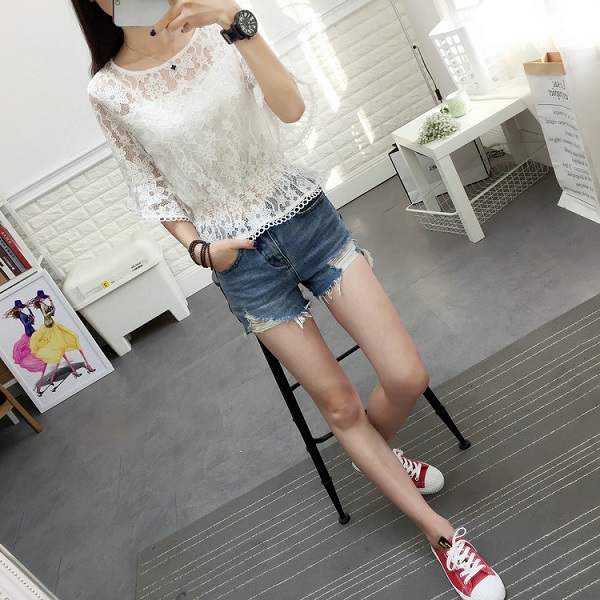 レース フリルブラウス<