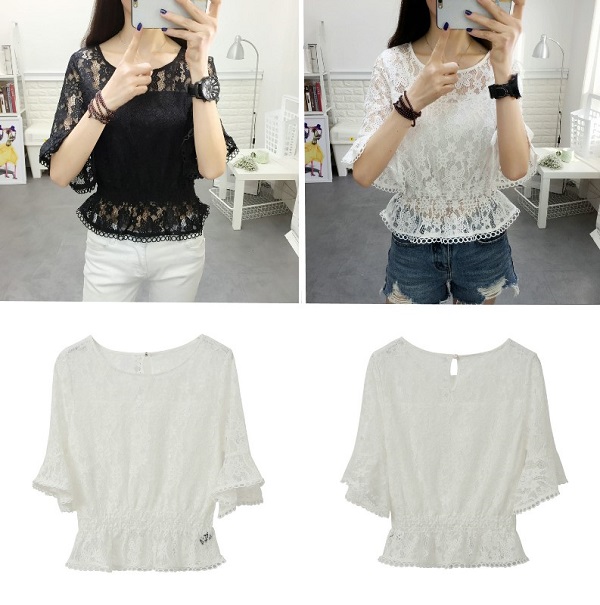 レース フリルブラウス<