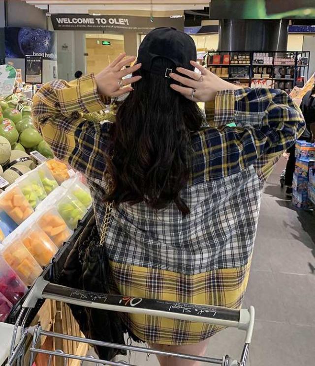 パッチワーク風　チェックオーバーシャツ