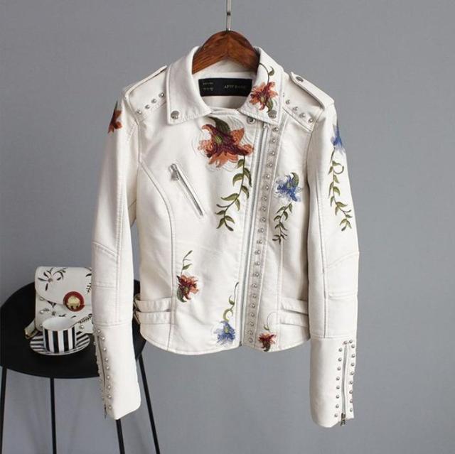 パンク フェイクレザー ホワイト ジャケット