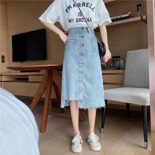 デニム素材 アシンメトリースカート