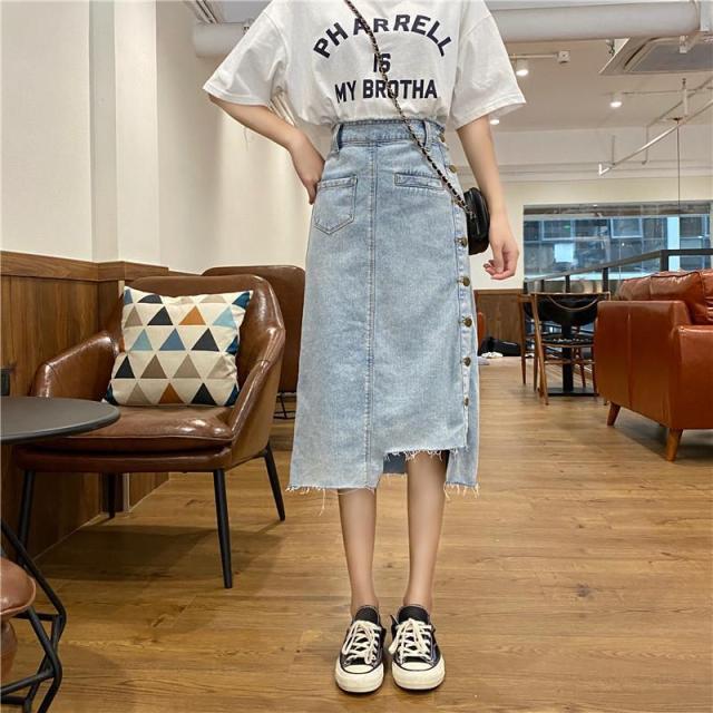 デニム素材 アシンメトリースカート