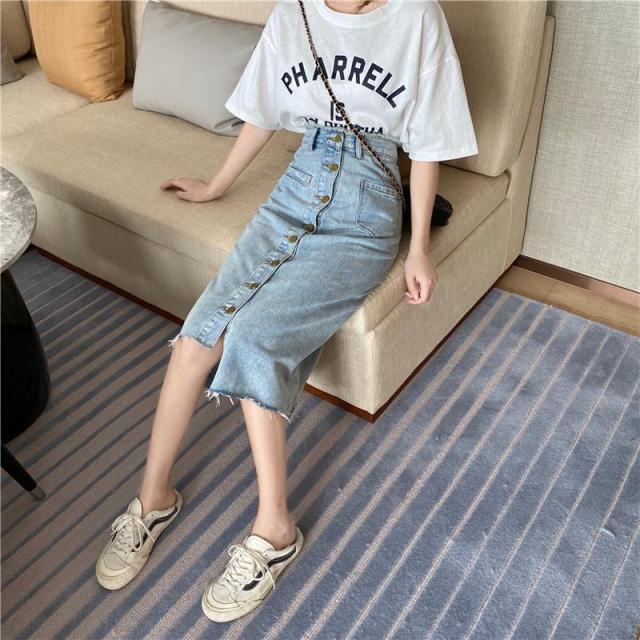 デニム素材 アシンメトリースカート