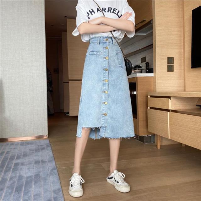 デニム素材 アシンメトリースカート