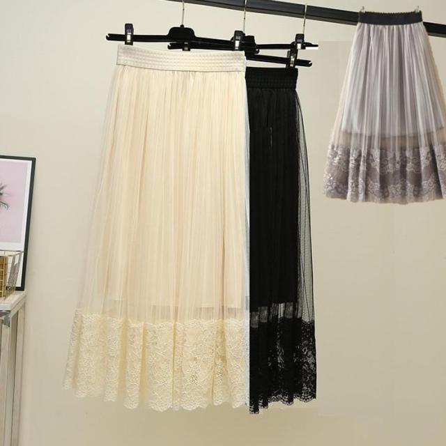 レース スカート ギャザースカート