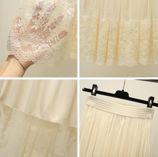 レース スカート ギャザースカート