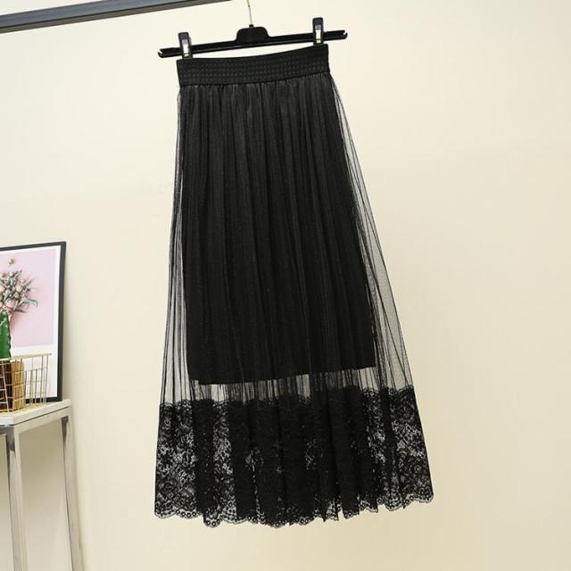 レース スカート ギャザースカート