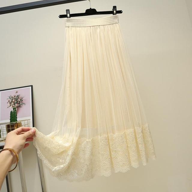 レース スカート ギャザースカート