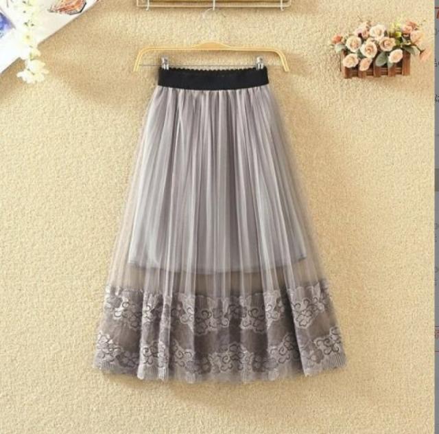 レース スカート ギャザースカート