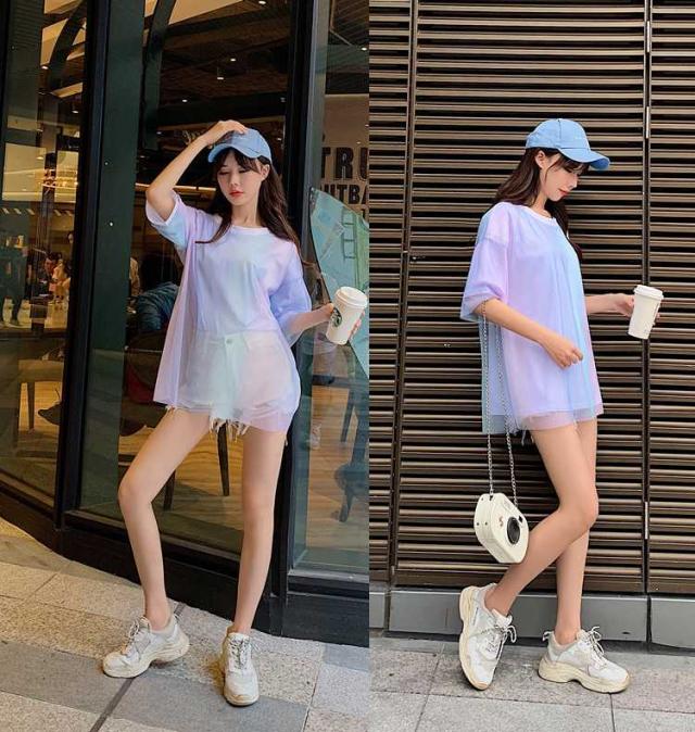 レインボーシースルーTシャツ