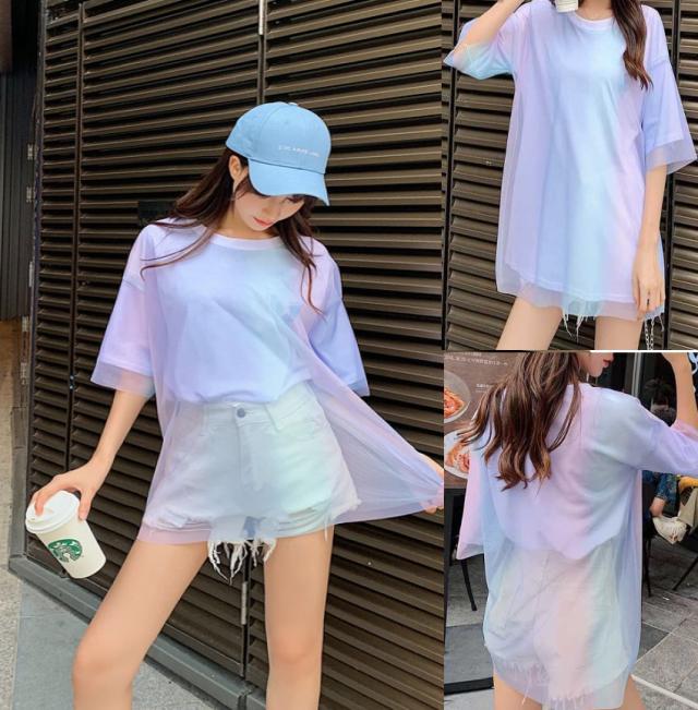 レインボーシースルーTシャツ