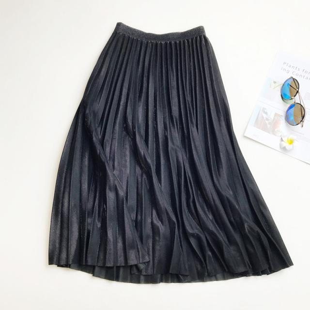 メタリックカラー プリーツスカート
