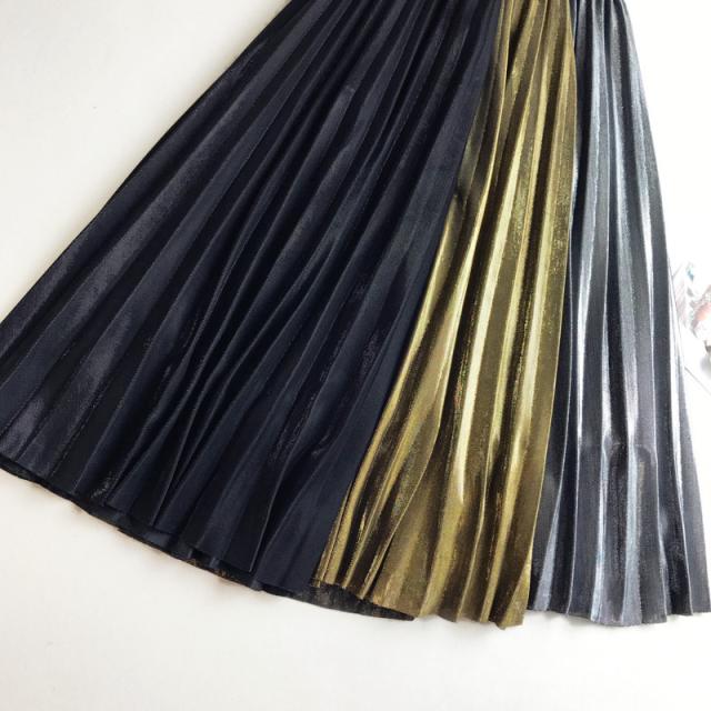 メタリックカラー プリーツスカート