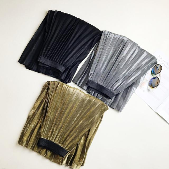 メタリックカラー プリーツスカート