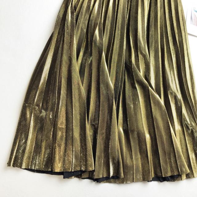 メタリックカラー プリーツスカート
