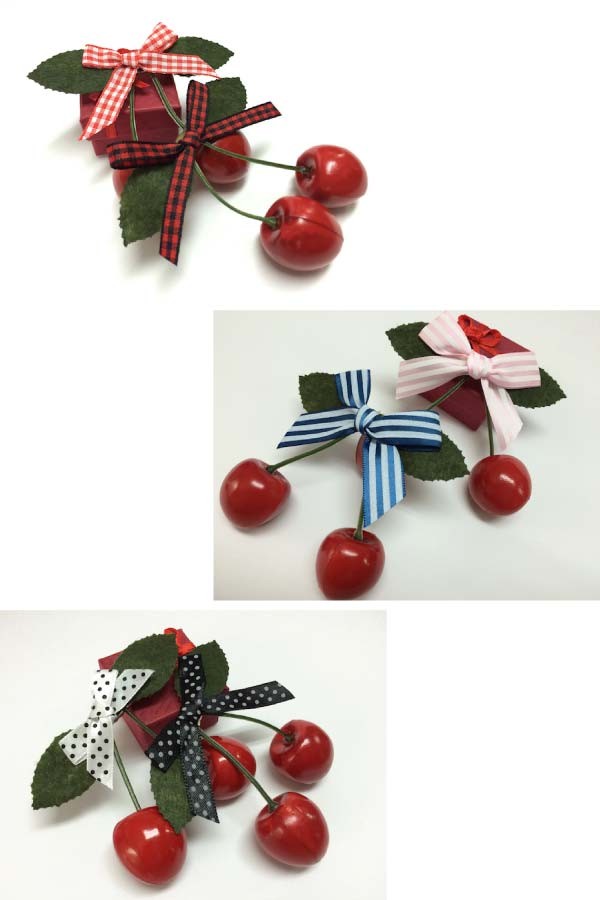 チェリーリボンヘアクリップ