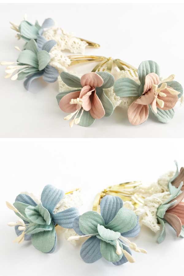 スエードフラワースリーピン