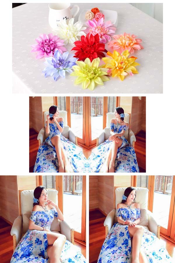 造花ヘアクリップダリア