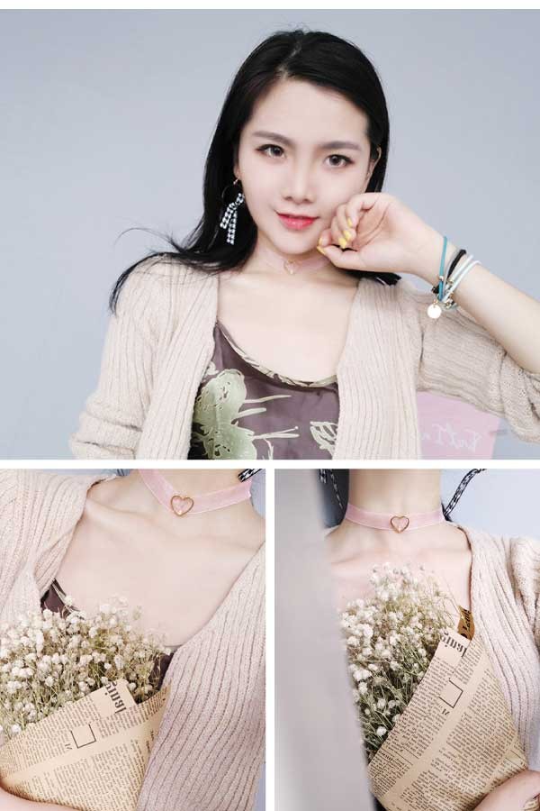 ハートチャームシフォンリボンチョーカー