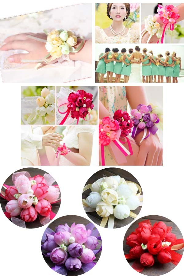 造花つきサテンブレスレット