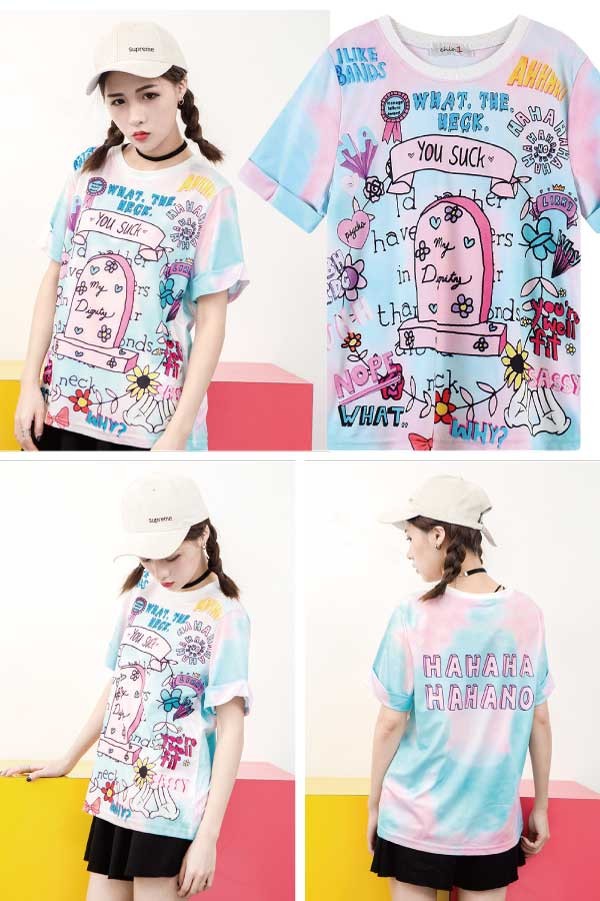 Tシャツ タイダイ ピンク&スカイブルー