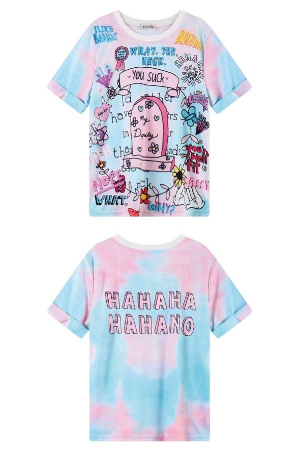 Tシャツ タイダイ ピンク&スカイブルー