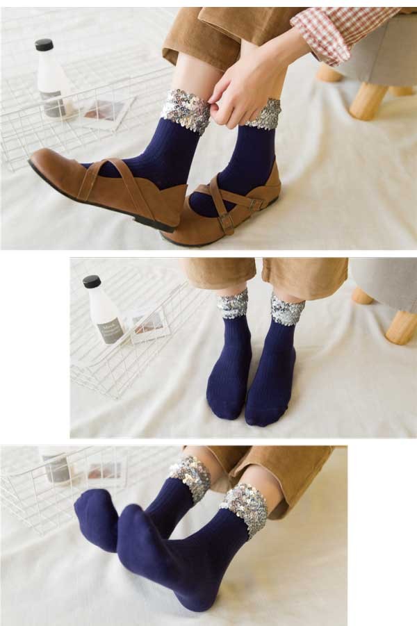 スパンコール アンクル ショートソックス