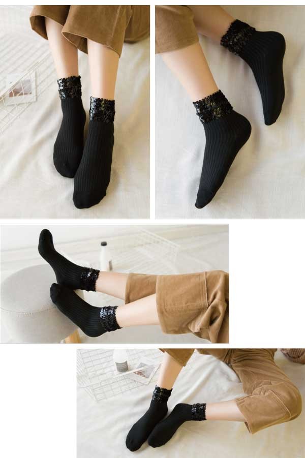 スパンコール アンクル ショートソックス