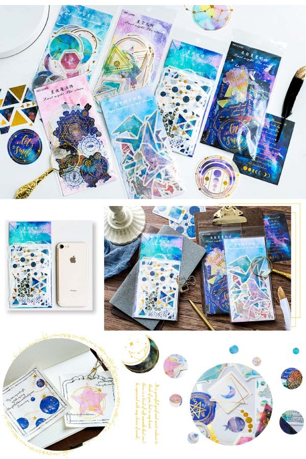 箔押惑星柄デコステッカー