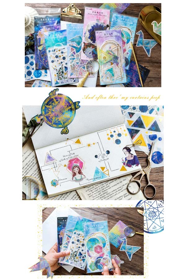 箔押惑星柄デコステッカー