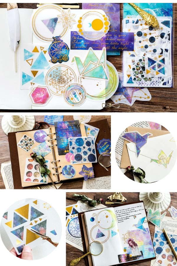 箔押惑星柄デコステッカー