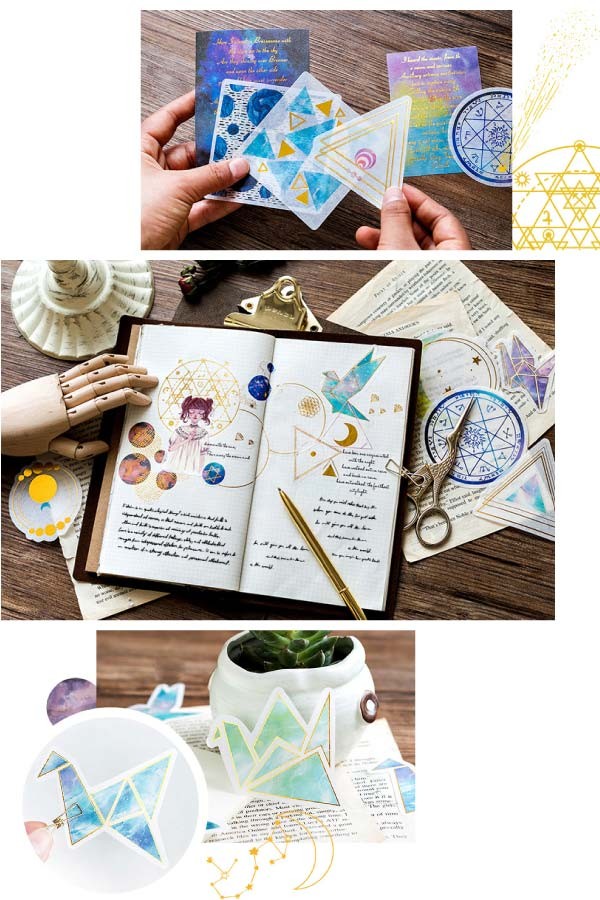 箔押惑星柄デコステッカー