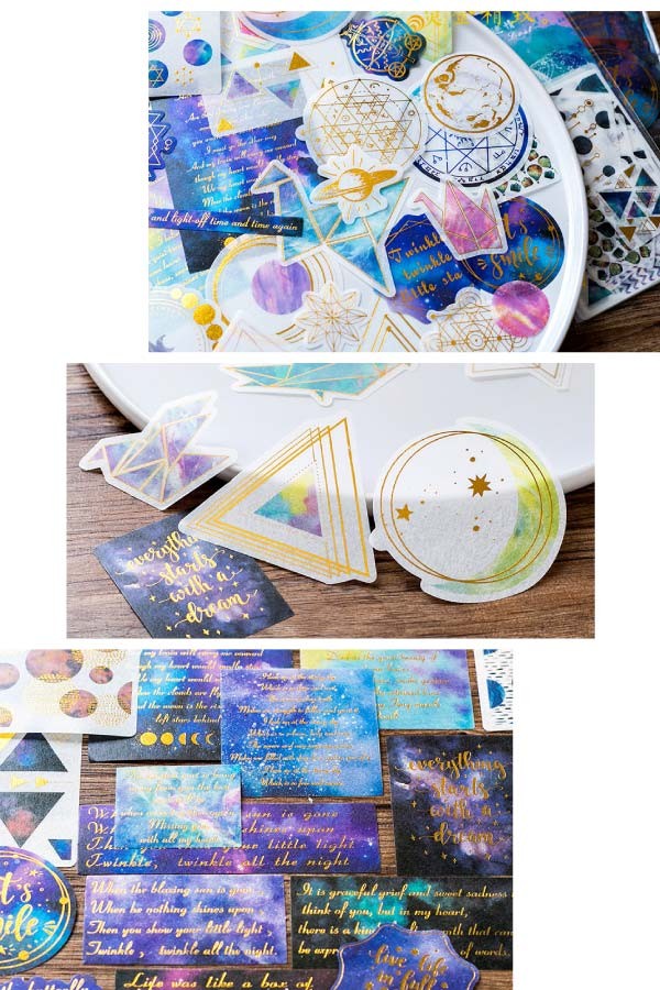 箔押惑星柄デコステッカー