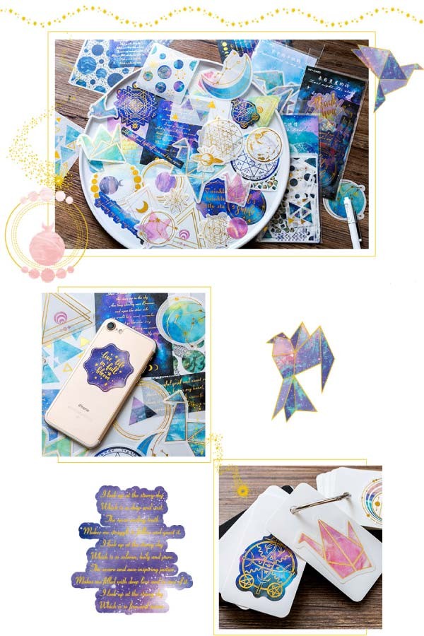 箔押惑星柄デコステッカー